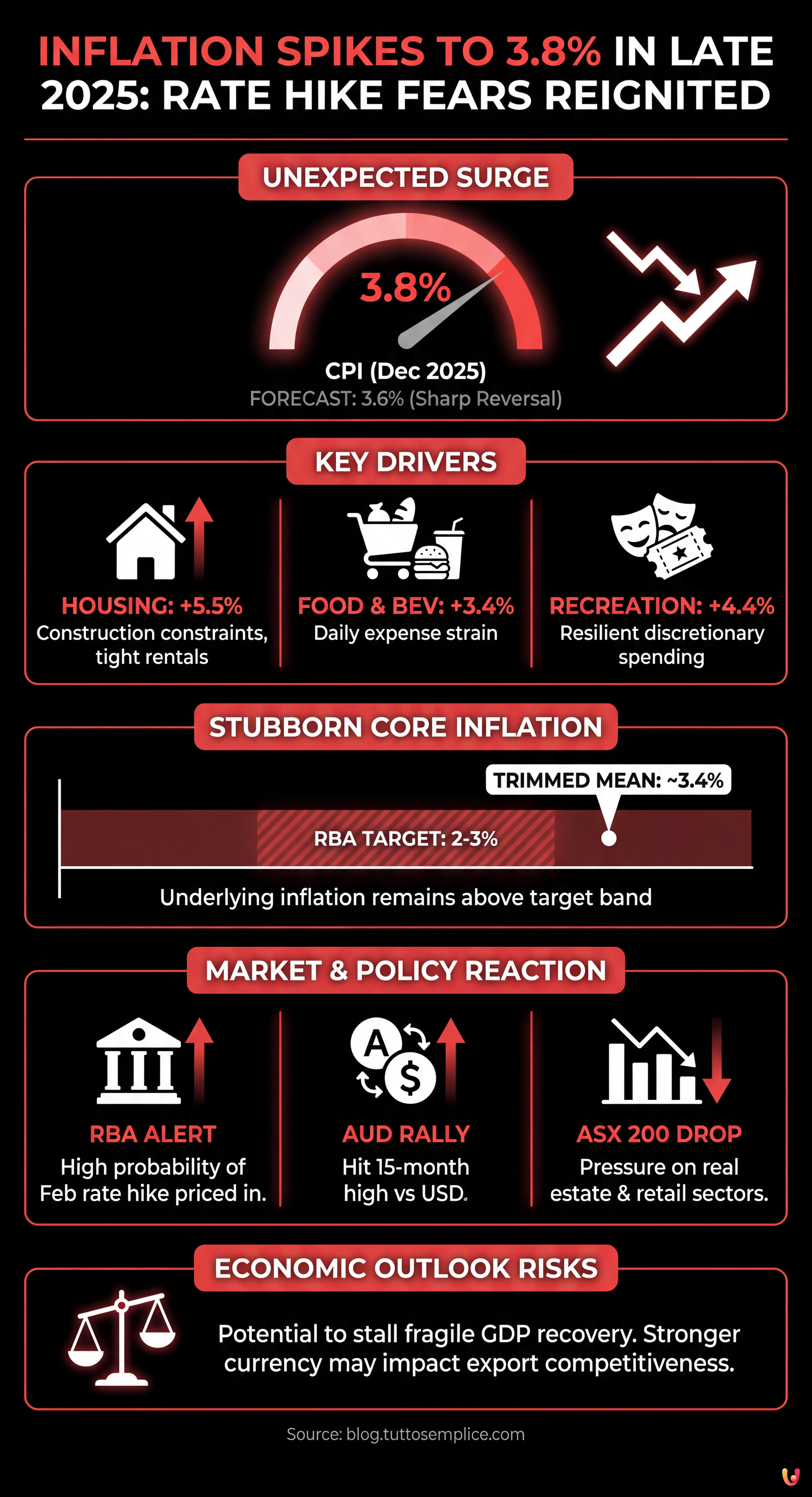 Inflation Spikes to 3.8% in Late 2025, Reigniting Rate Hike Fears - Summary Infographic