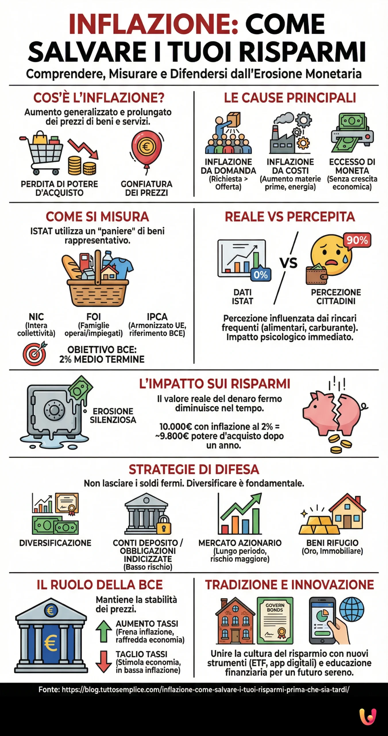 Inflazione: come salvare i tuoi risparmi prima che sia tardi - Infografica riassuntiva