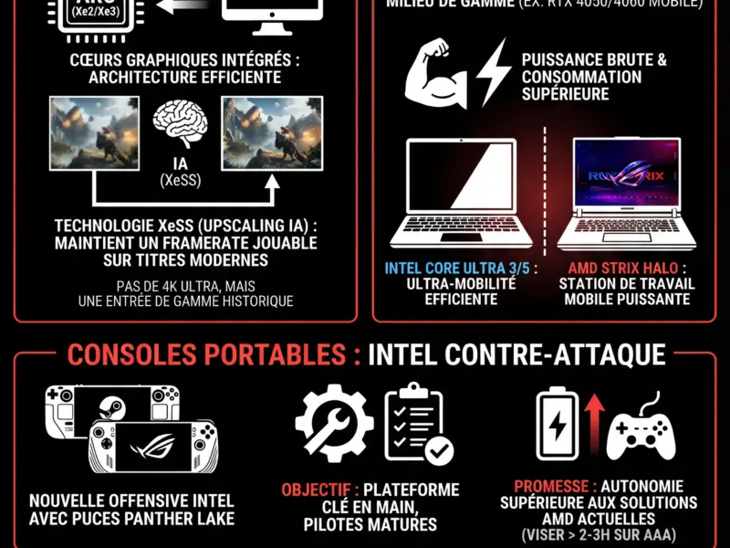 Infografica: Intel Core Ultra 3 : Le gaming sans carte graphique est-il enfin viable ?