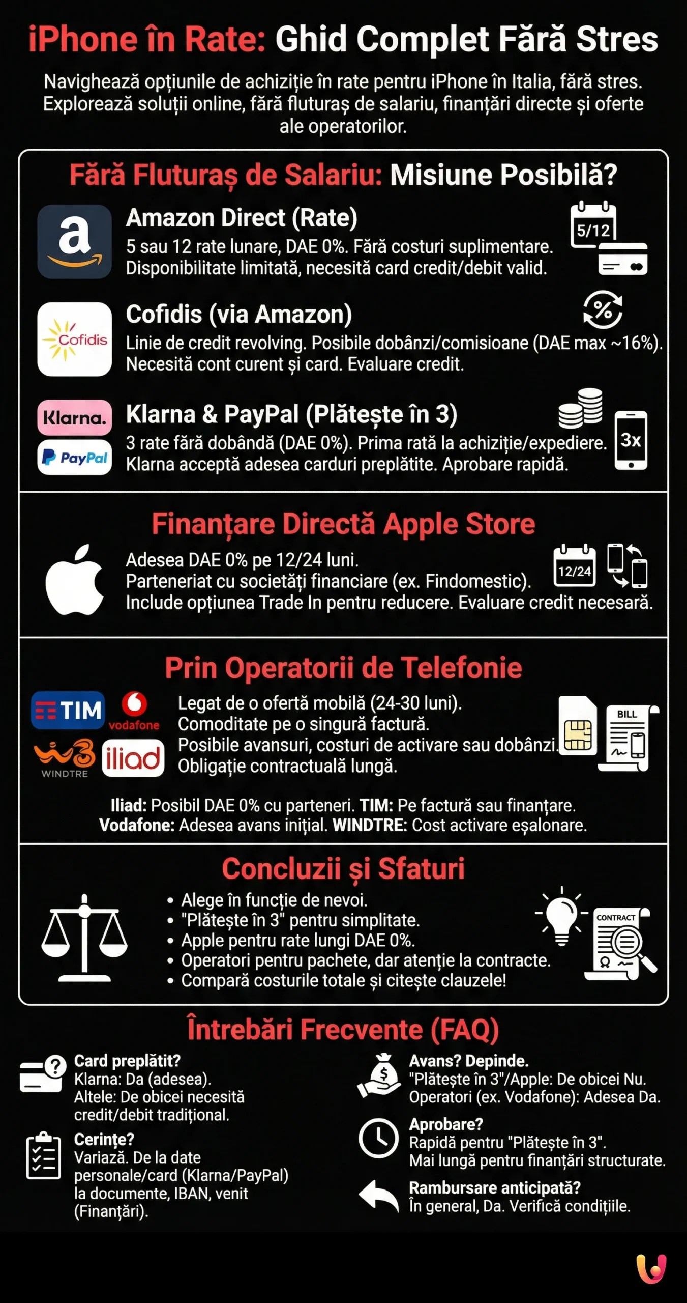 iPhone &icirc;n Rate: Ghid Complet Fără Stres - Infografica riassuntiva