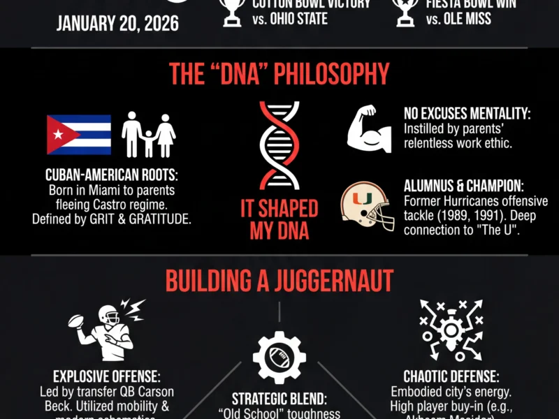 Infografica: It Shaped My DNA: Mario Cristobal's Miami Homecoming Reach New Heights