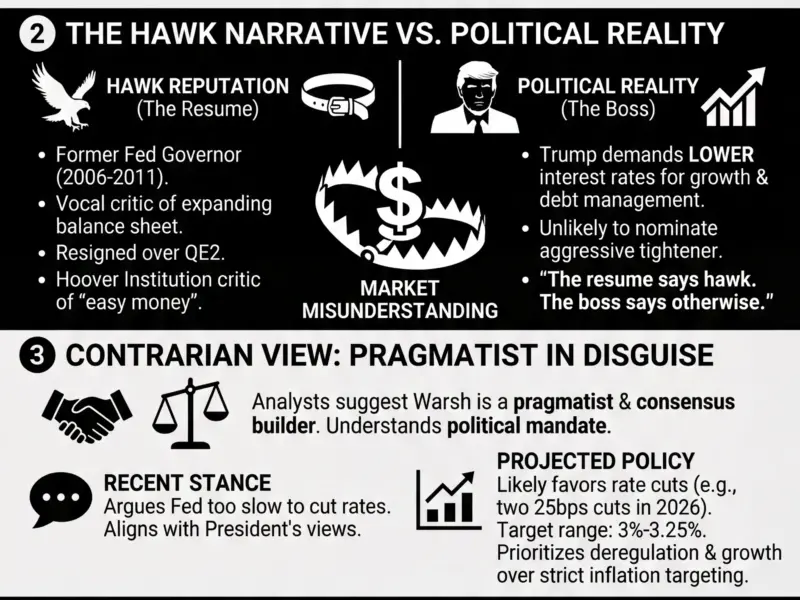 Infografica: Kevin Warsh Nominated for Fed Chair: Why the Hawk Narrative Is a Trap