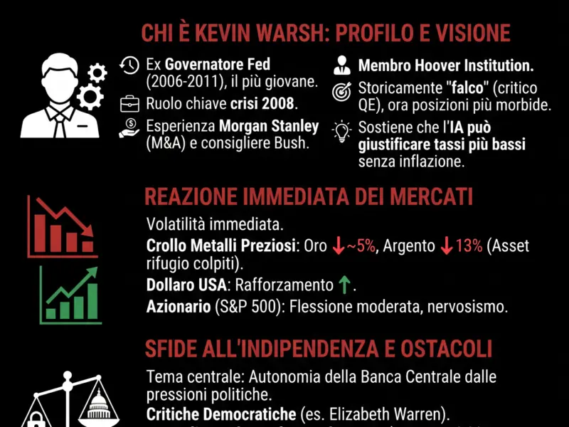 Infografica: Kevin Warsh nominato presidente Fed: svolta storica per i mercati