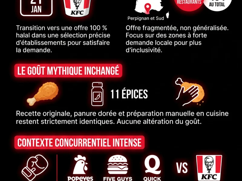 Infografica: KFC France : 24 restaurants passent au 100% halal d&egrave;s le 21 janvier