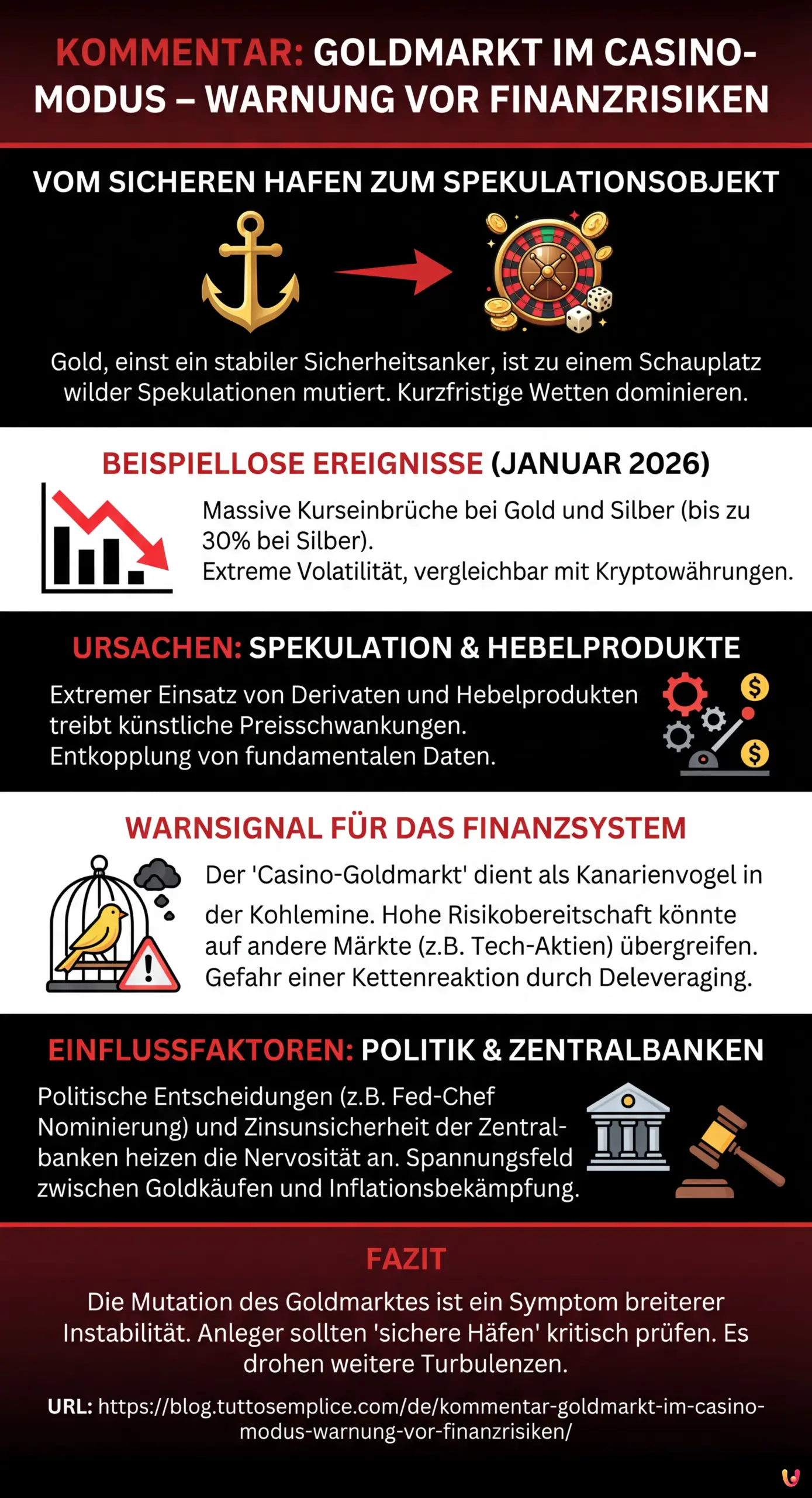 Kommentar: Goldmarkt im Casino-Modus &ndash; Warnung vor Finanzrisiken - Zusammenfassende Infografik