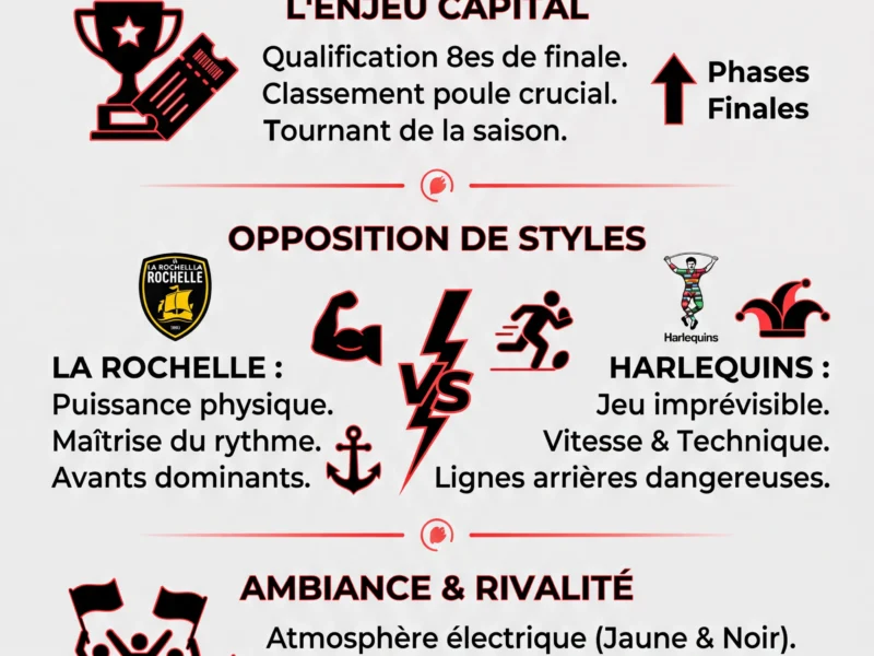 Infografica: La Rochelle - Harlequins : Le Choc D&eacute;cisif de Champions Cup en Direct
