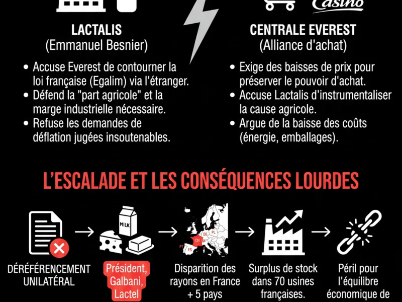 Infografica: Lactalis : Besnier saisit la ministre Annie Genevard face &agrave; la centrale Everest