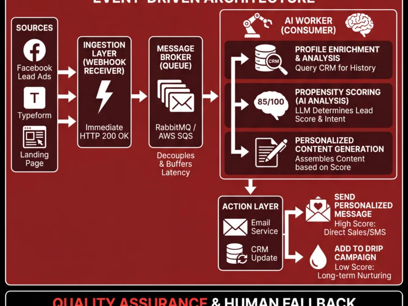 Infografica: Lead Nurturing Automation: Technical Guide to CRM, AI, and Webhooks