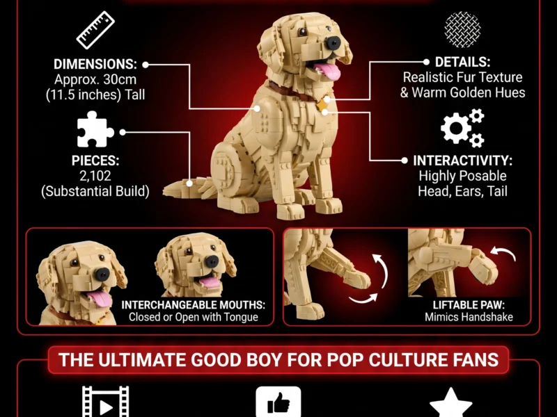 Infografica: LEGO Icons Golden Retriever Puppy 11384: The Cutest New Set of 2026