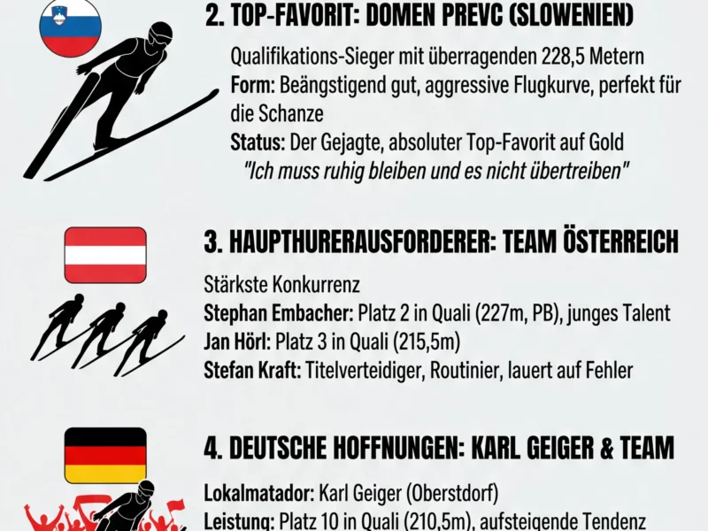 Infografica: LIVE Skiflug-WM 2026: Domen Prevc jagt Gold in Oberstdorf