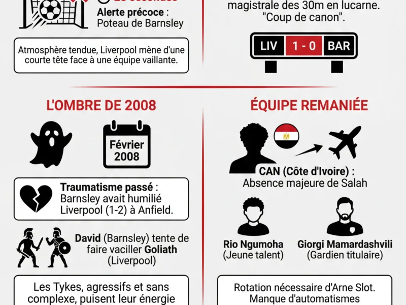 Infografica: Liverpool - Barnsley : Les Reds sous haute tension &agrave; Anfield en FA Cup
