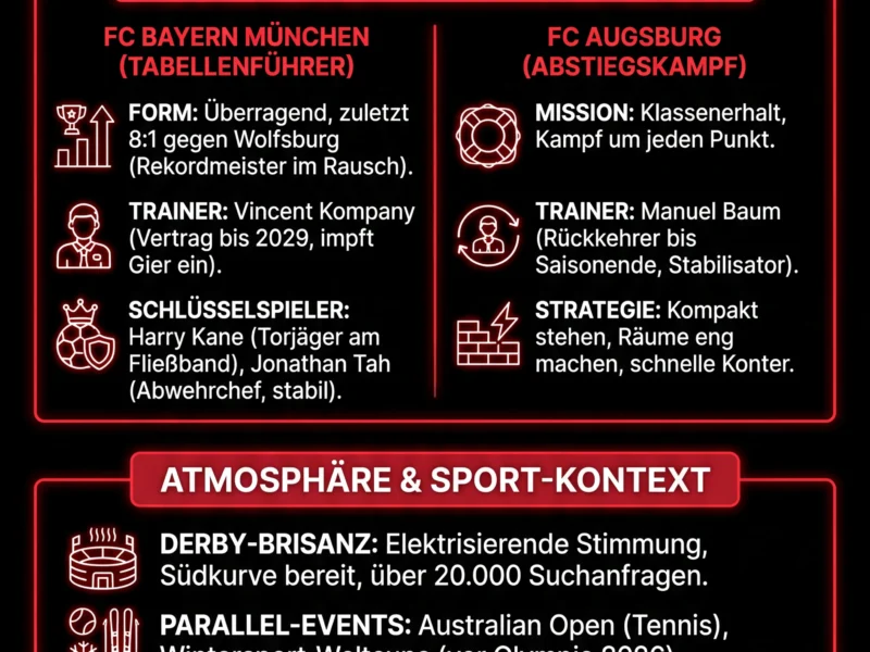 Infografica: Liveticker: Bayern M&uuml;nchen vs. FC Augsburg &ndash; Derby-Hit in der Allianz Arena