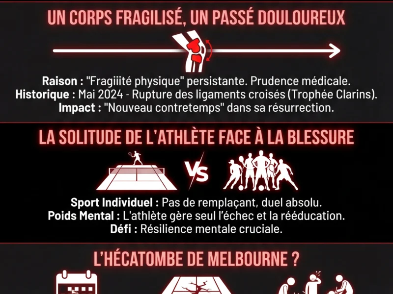 Infografica: Lo&iuml;s Boisson forfait : L'Open d'Australie 2026 perd un espoir tricolore