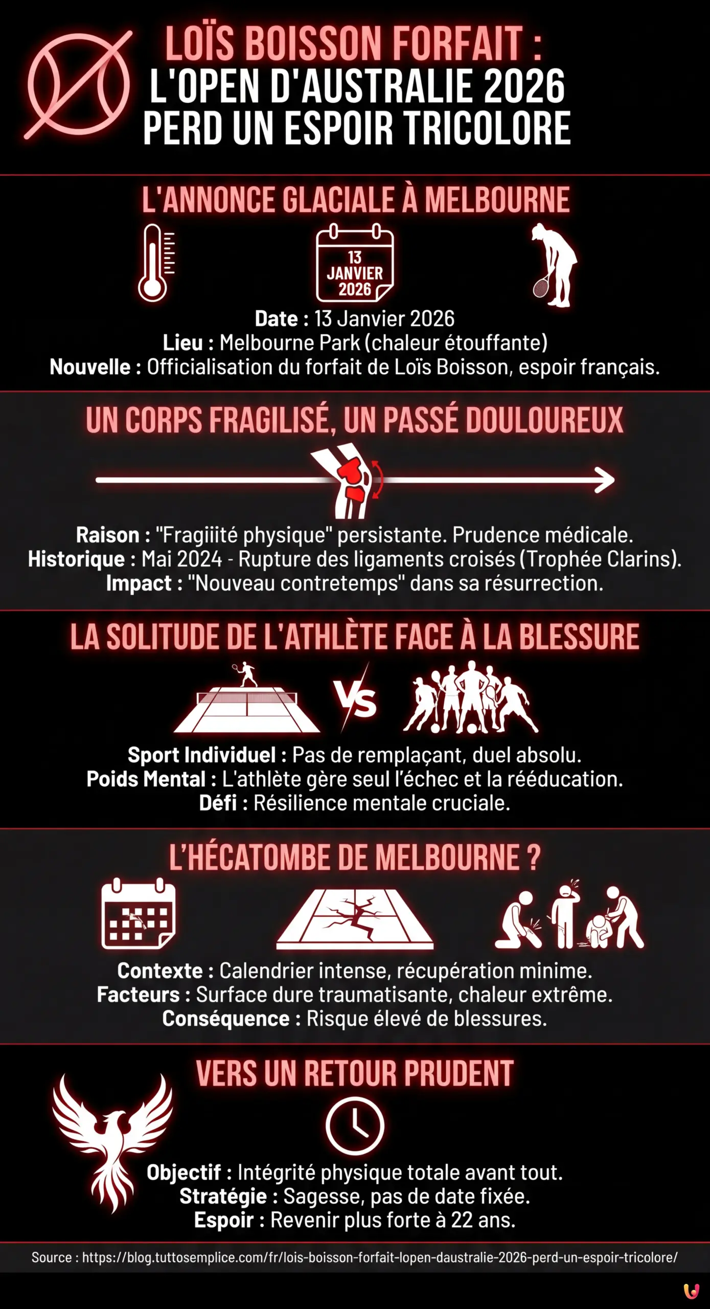 Loïs Boisson forfait : L'Open d'Australie 2026 perd un espoir tricolore - Infographie résumant