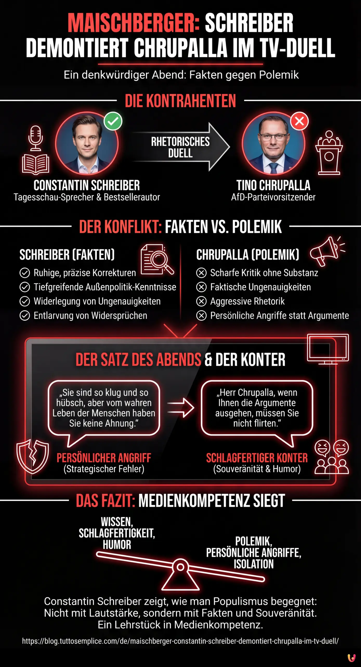 Maischberger: Constantin Schreiber demontiert Chrupalla im TV-Duell - Zusammenfassende Infografik
