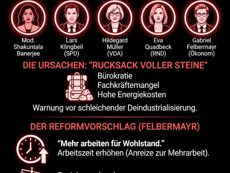 Infografica: Maybrit Illner: Der halbrunde Schadenstisch der deutschen Wirtschaft