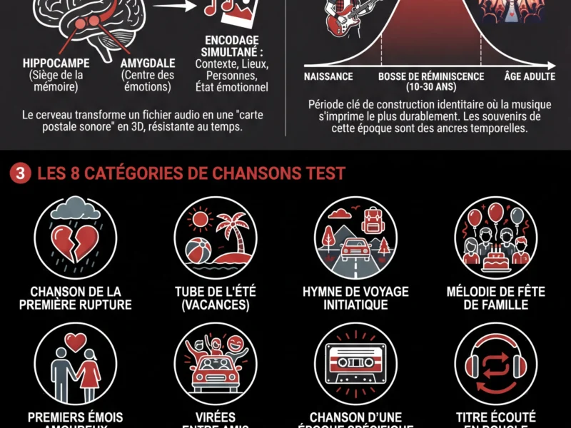 Infografica: M&eacute;moire &eacute;motionnelle : si ces 8 chansons vous replongent dans le pass&eacute;, votre cerveau est exceptionnel