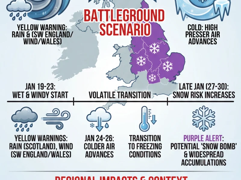 Infografica: Met Office Warns of Snow and Storms as UK Weather Turns Volatile