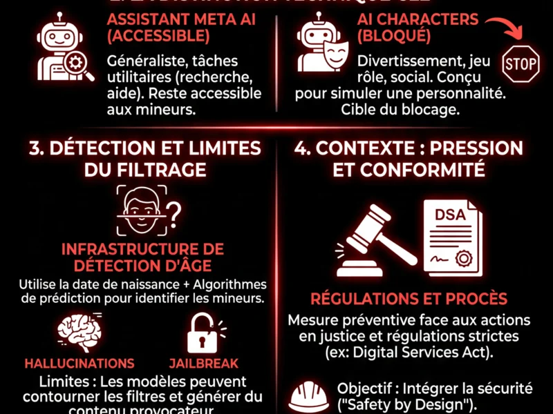 Infografica: Meta g&egrave;le l'acc&egrave;s des ados aux personnages IA : Analyse technique