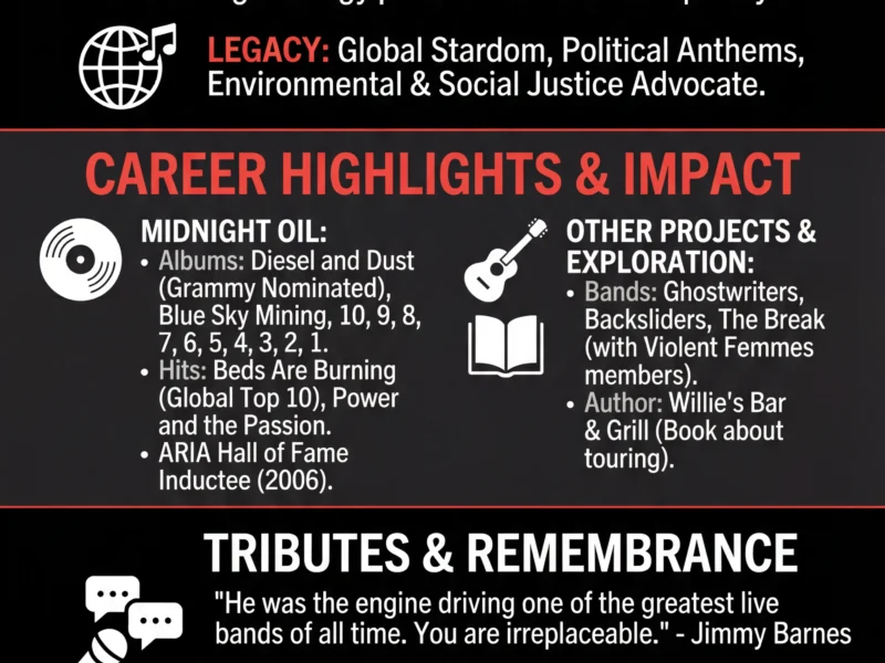 Infografica: Midnight Oil Drummer Rob Hirst Dies Aged 70: Music World Mourns