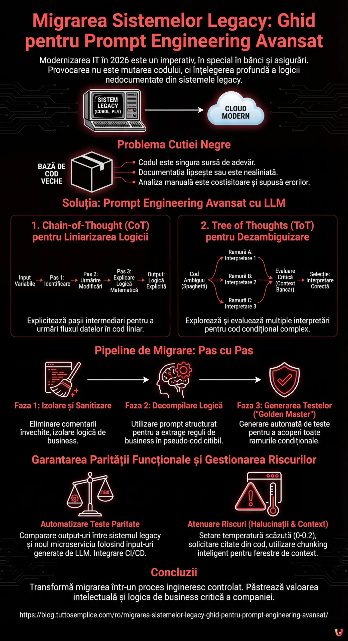 Migrarea Sistemelor Legacy: Ghid pentru Prompt Engineering Avansat - Infografic rezumativ