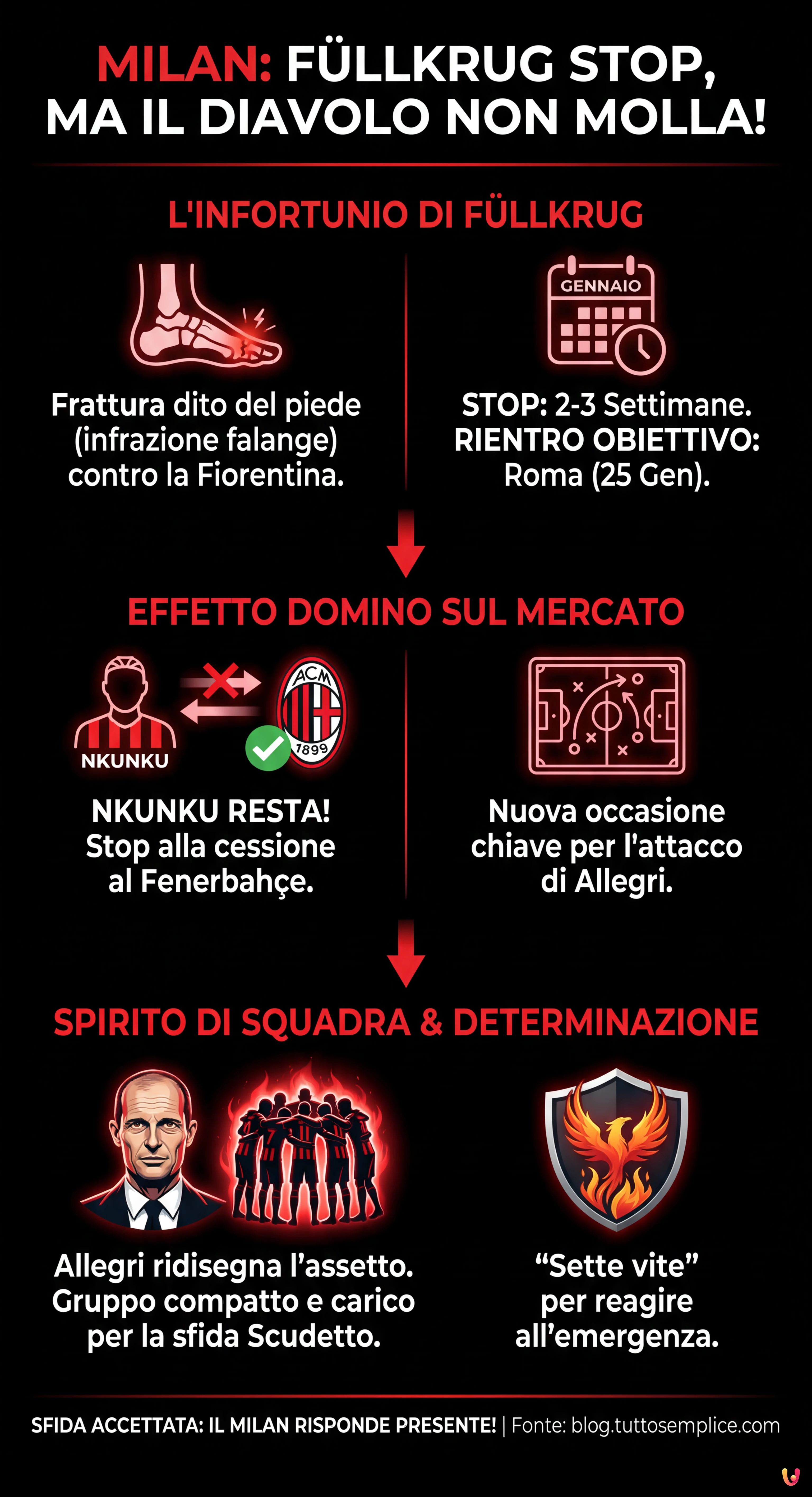 Milan, F&uuml;llkrug Guerriero: Stop Forzato ma il Diavolo Non Molla! - Infografica riassuntiva