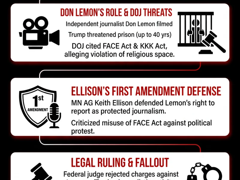 Infografica: Minnesota AG Keith Ellison Defends Don Lemon Amid Trump DOJ Threats