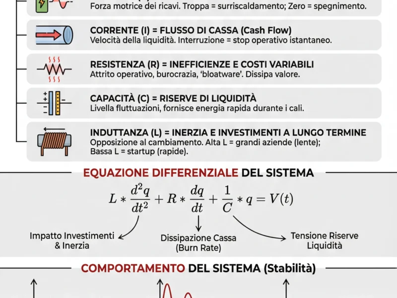 Infografica: Modelli Matematici Aziendali: L'Impresa come Circuito RLC