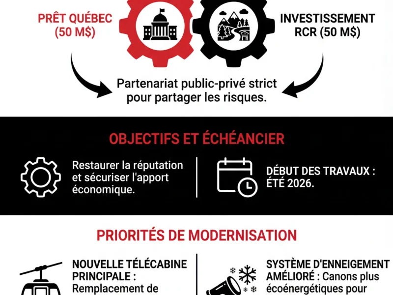 Infografica: Mont-Sainte-Anne : Qu&eacute;bec confirme un pr&ecirc;t de 50 M$ &agrave; RCR pour la modernisation