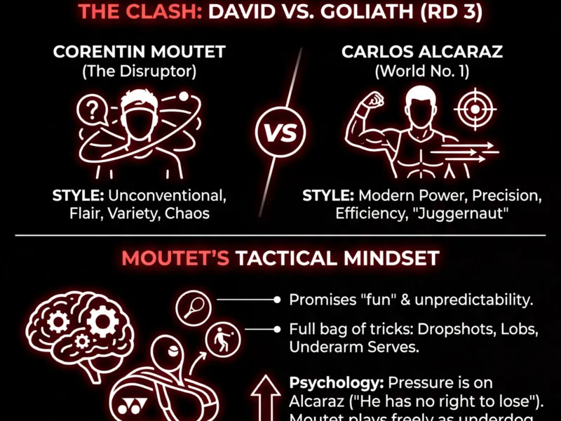 Infografica: Moutet Defends Underarm Serve Ahead of Alcaraz Showdown
