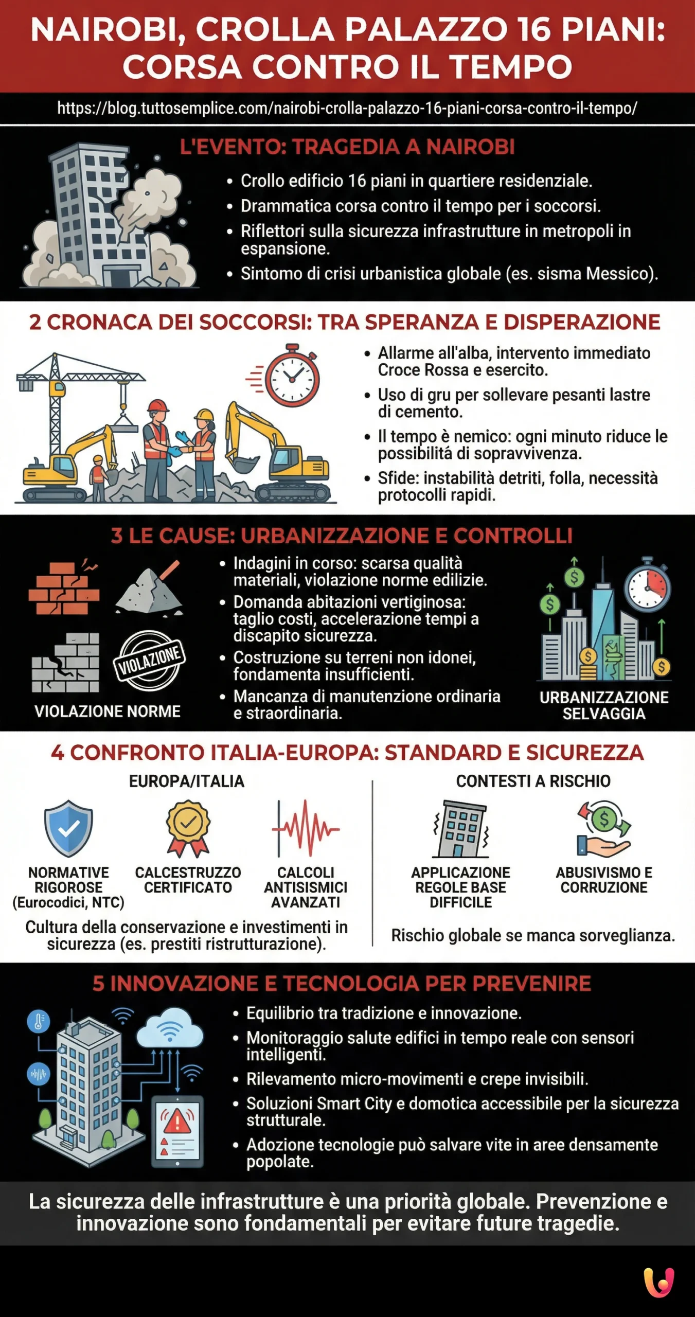 Nairobi, Crolla Palazzo 16 Piani: Corsa Contro il Tempo - Infografica riassuntiva