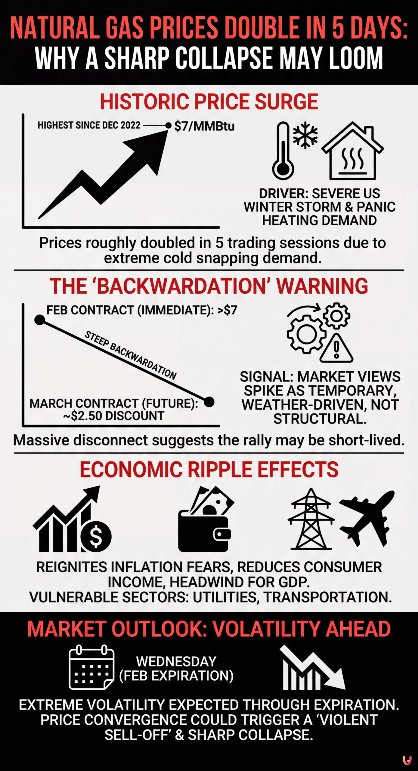 Natural Gas Prices Double in 5 Days: Why a Sharp Collapse May Loom - Summary Infographic