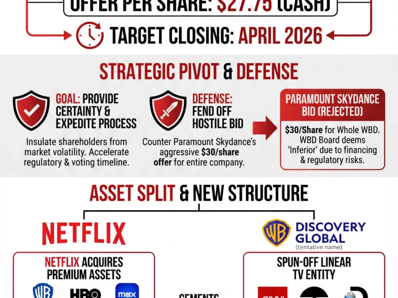Infografica: Netflix Shifts to All-Cash Offer for Warner Bros. Discovery