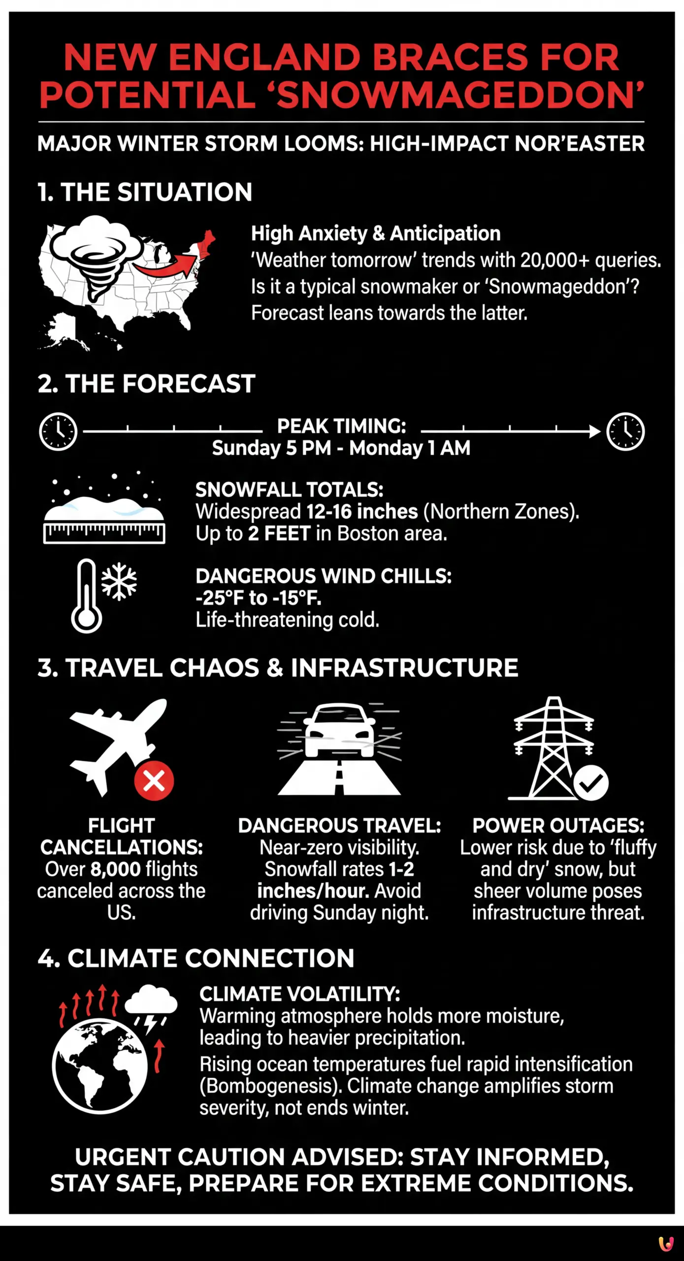 New England Braces for Potential 'Snowmageddon' as Major Storm Looms - Summary Infographic
