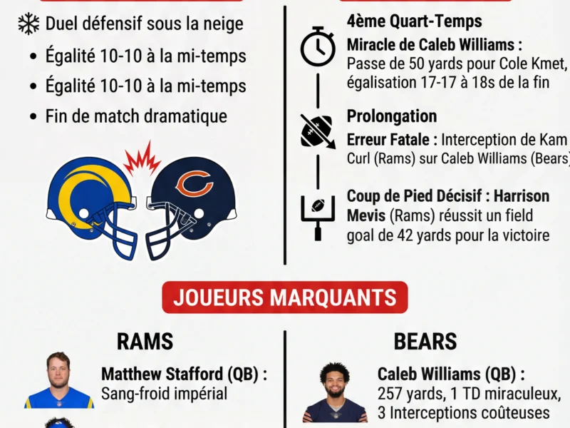Infografica: NFL : Les Rams &eacute;liminent les Bears en prolongation (20-17)