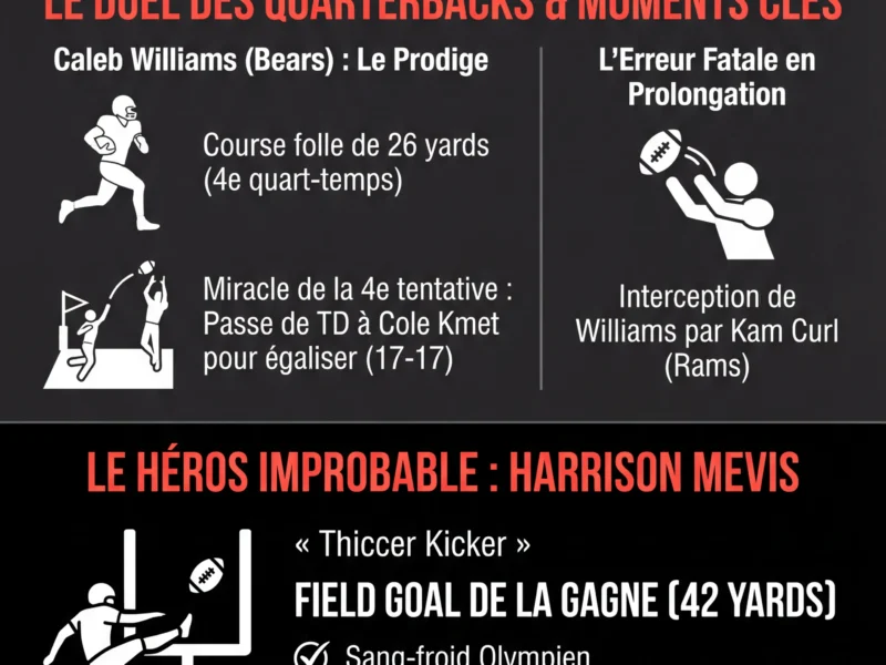 Infografica: NFL Playoffs : Harrison Mevis et les Rams &eacute;teignent Caleb Williams