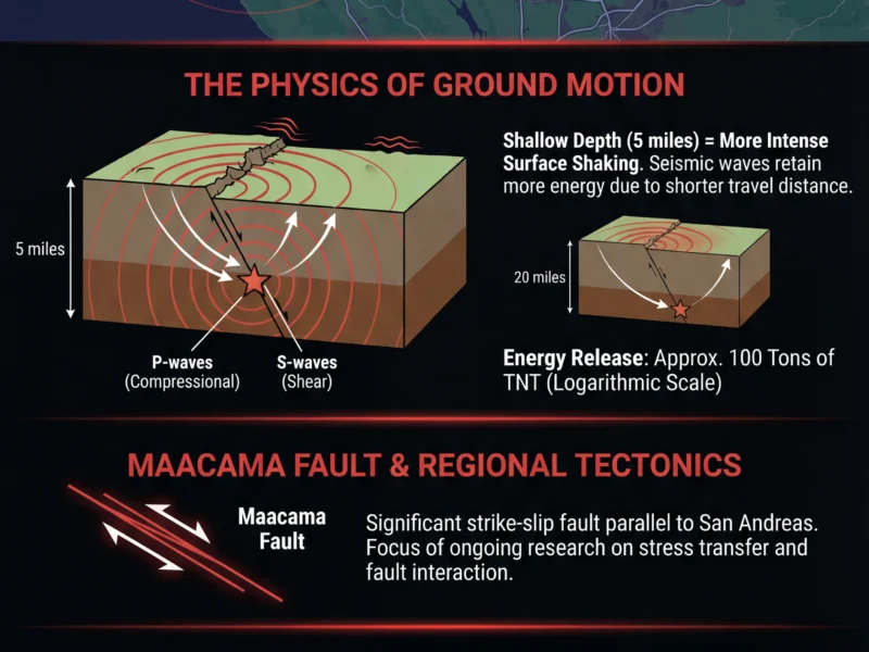 Infografica: Northern California Jolted by Magnitude 4.4 Earthquake: The Physics of Seismic Activity