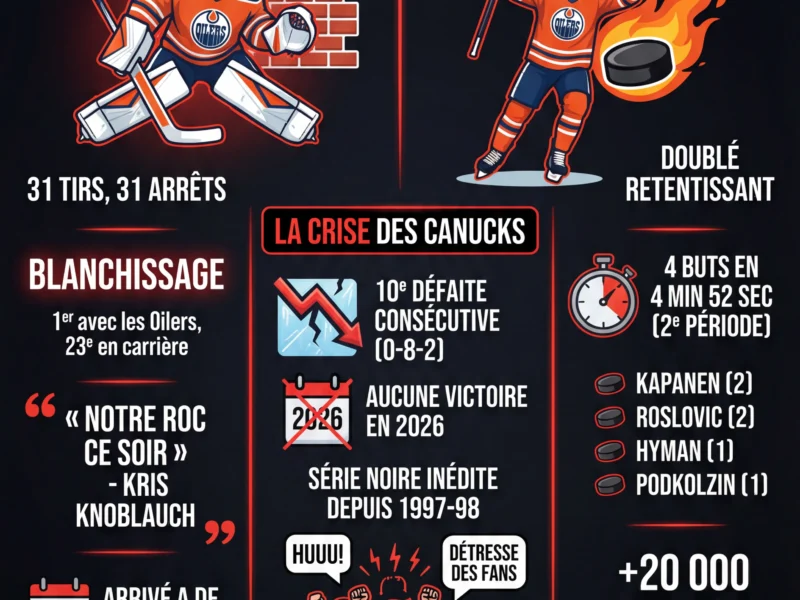 Infografica: Oilers 6-0 Canucks : Jarry et Kapanen humilient Vancouver