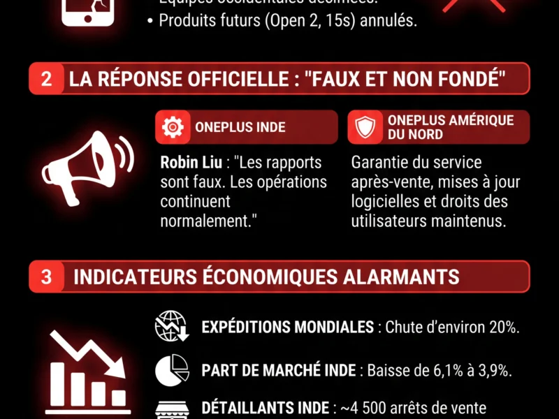 Infografica: OnePlus d&eacute;ment son d&eacute;mant&egrave;lement : enqu&ecirc;te sur une crise majeure