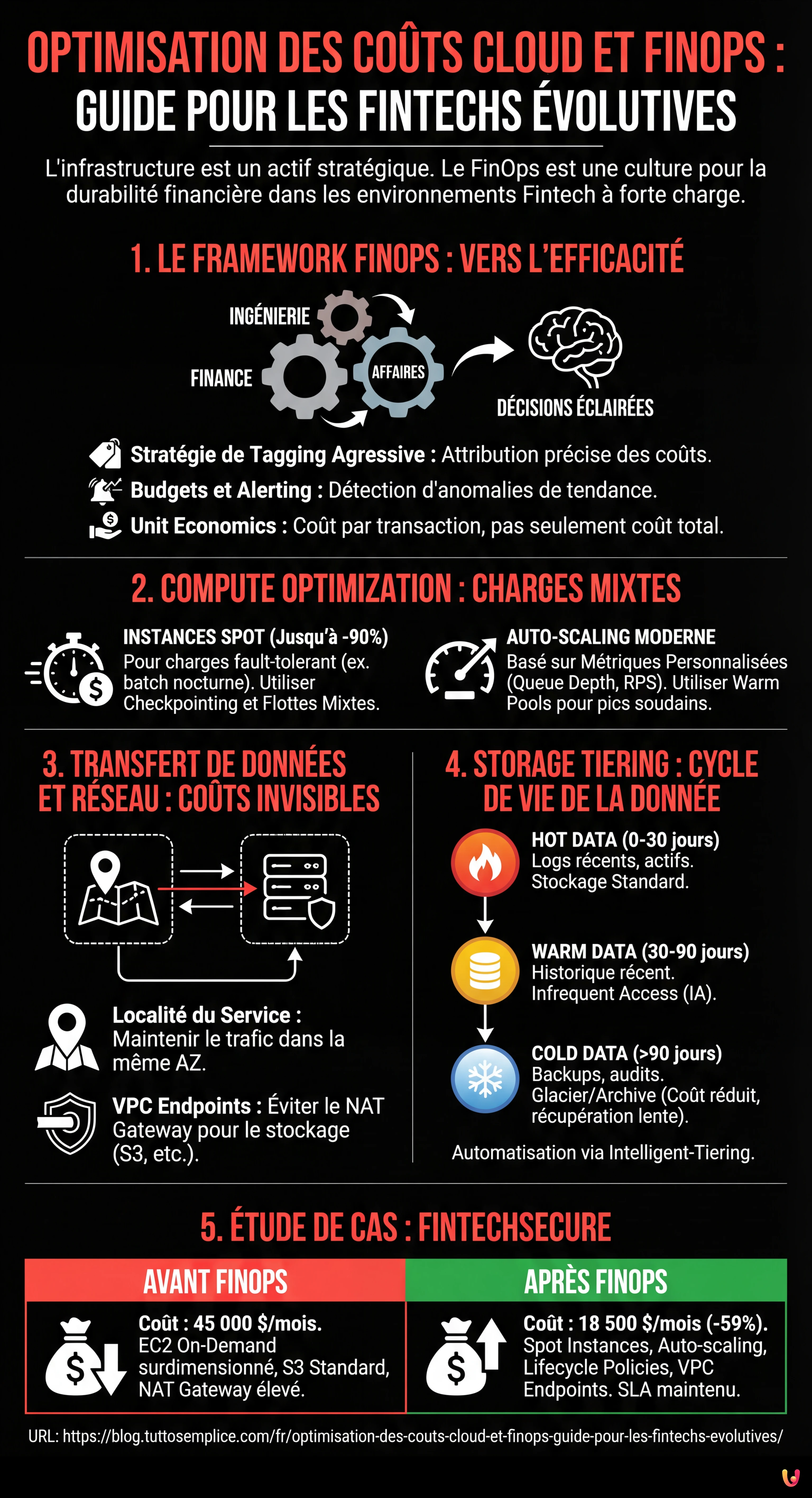 Optimisation des Co&ucirc;ts Cloud et FinOps : Guide pour les Fintechs &Eacute;volutives - Infographie r&eacute;sumant