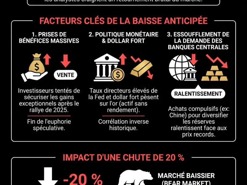 Infografica: Or : pourquoi les analystes redoutent une chute brutale de 20 % du cours