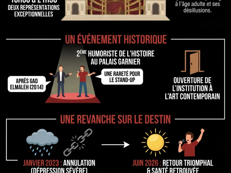 Infografica: Panayotis Pascot &agrave; l'Op&eacute;ra Garnier : la cons&eacute;cration pour l'humoriste