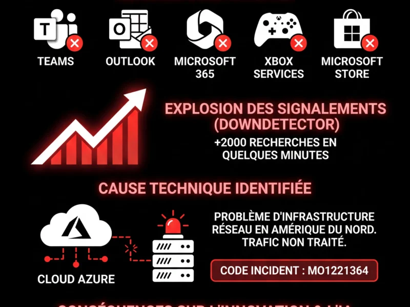 Infografica: Panne Microsoft : Teams et Outlook hors service, des milliers d'utilisateurs impact&eacute;s