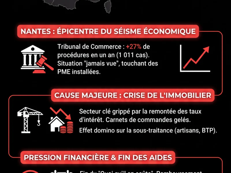 Infografica: Pays de la Loire : pourquoi les d&eacute;faillances d'entreprises ont bondi de 20% en 2025 ?