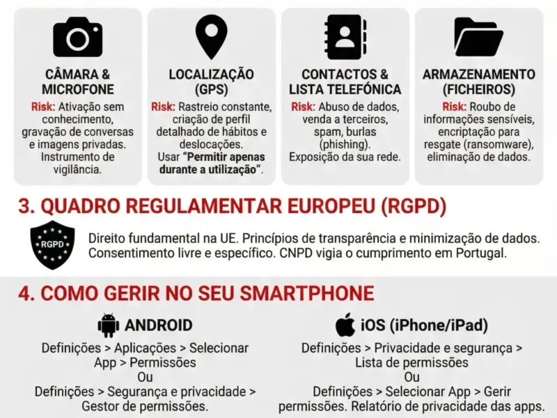 Infografica: Permiss&otilde;es de Aplica&ccedil;&otilde;es: guia para proteger a sua privacidade
