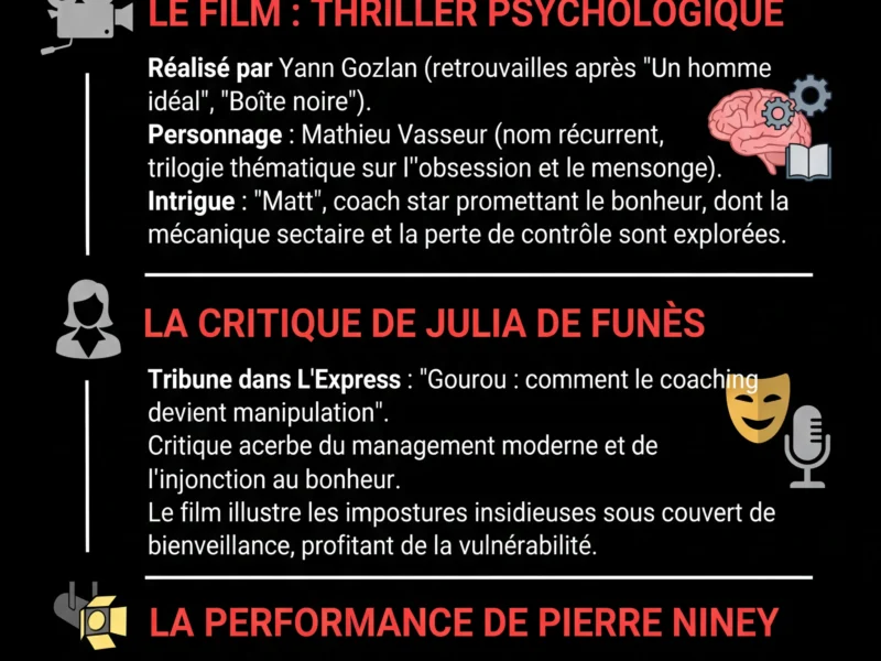 Infografica: Pierre Niney en "Gourou" : quand la fiction effraie la r&eacute;alit&eacute;
