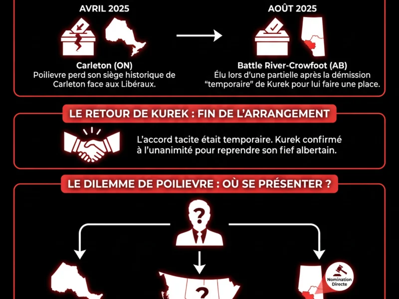 Infografica: Pierre Poilievre forc&eacute; de changer de circonscription : Kurek investi
