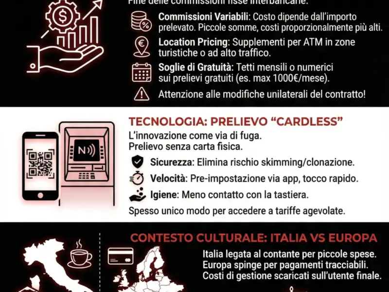Infografica: Prelievo Bancomat 2026: Nuove Commissioni e Come Evitarle