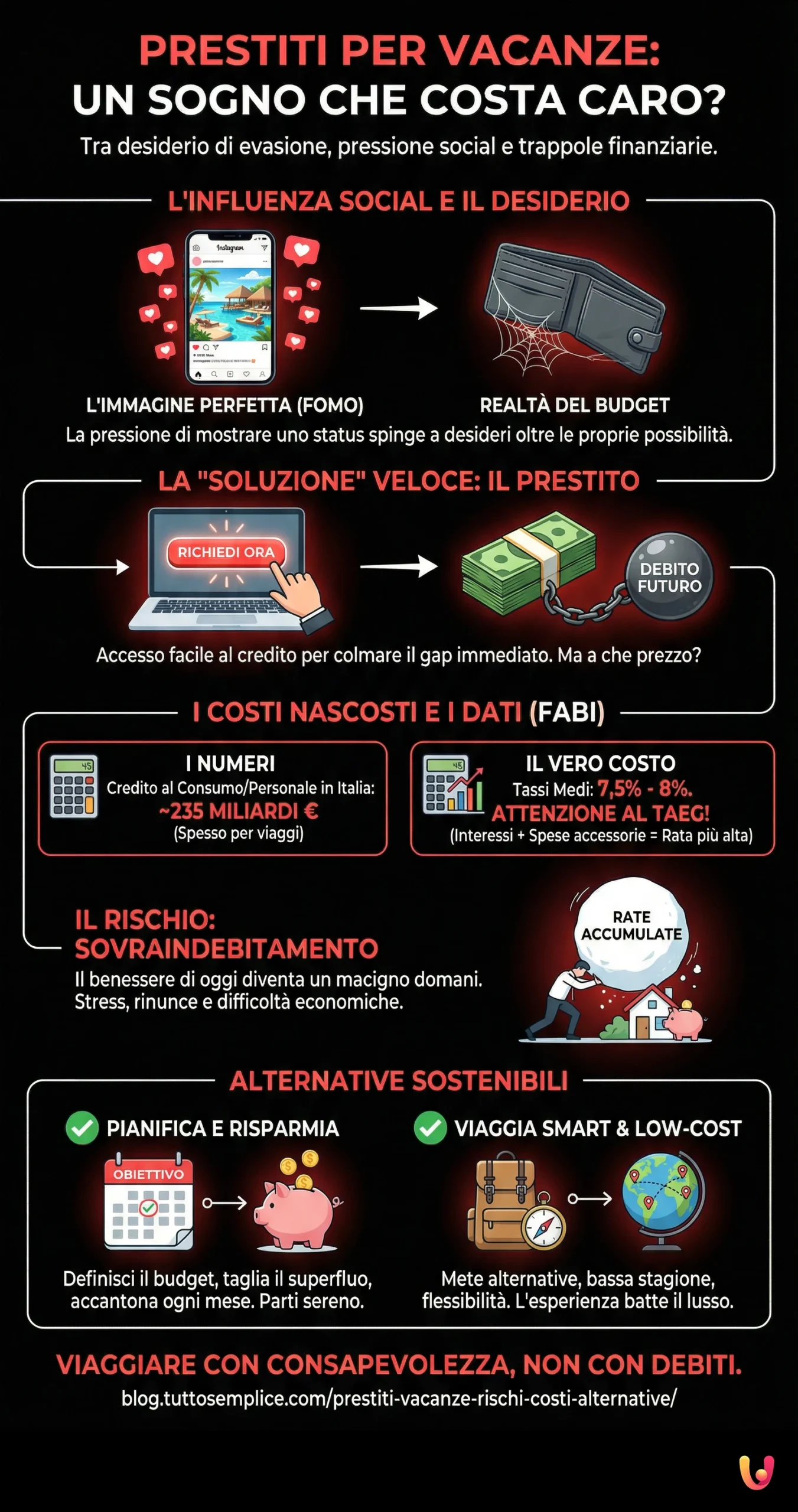 Prestiti per Vacanze: un Sogno che Costa Caro? - Infografica riassuntiva
