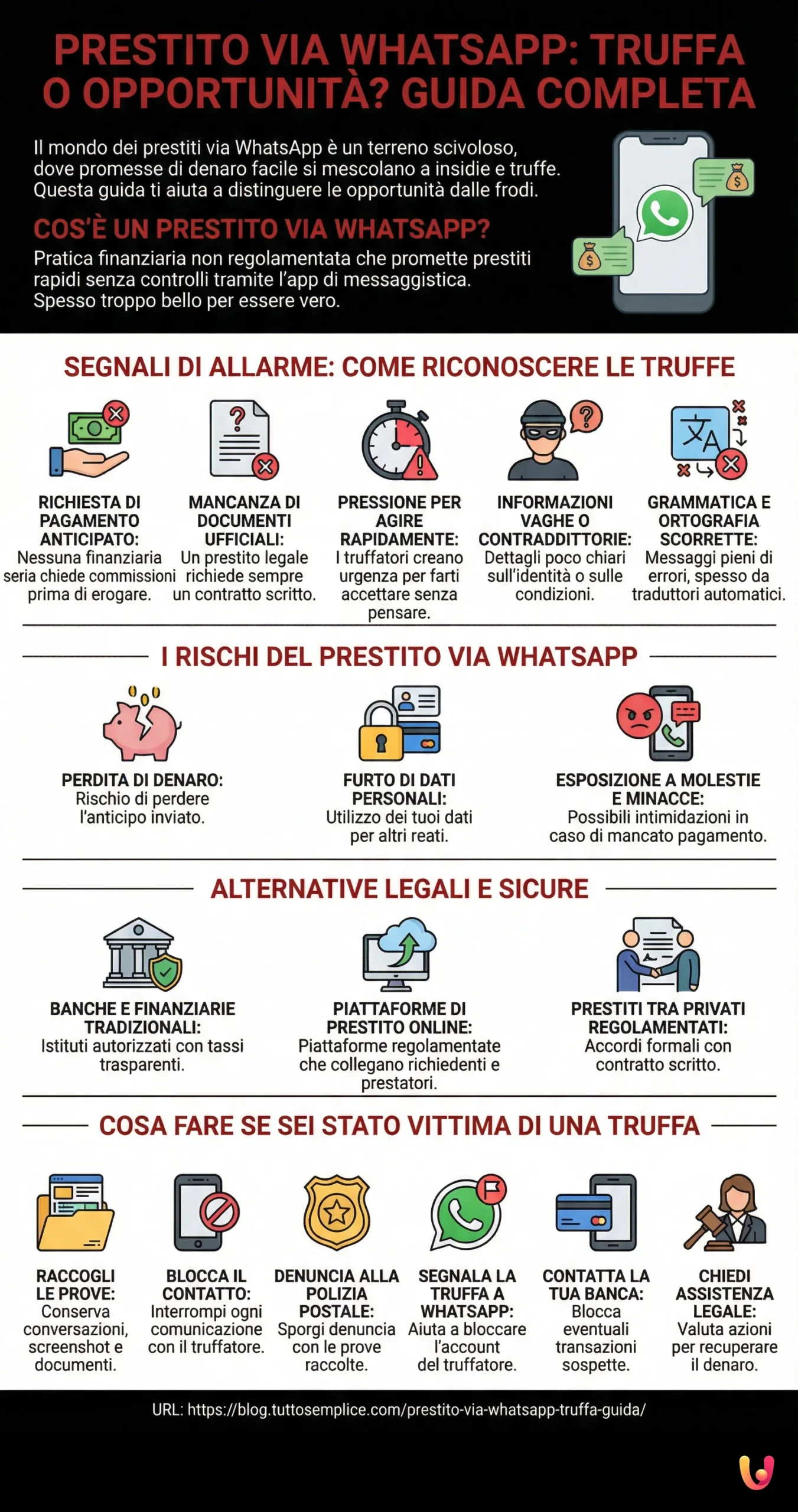 Prestito via WhatsApp: Truffa o Opportunità? Guida Completa - Infografica riassuntiva